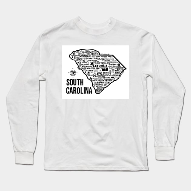 South Carolina Map Long Sleeve T-Shirt by fiberandgloss